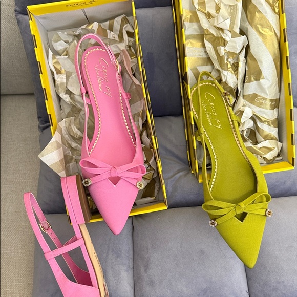 Chic Women's Heels - Pink and Green - Picture 1 of 1